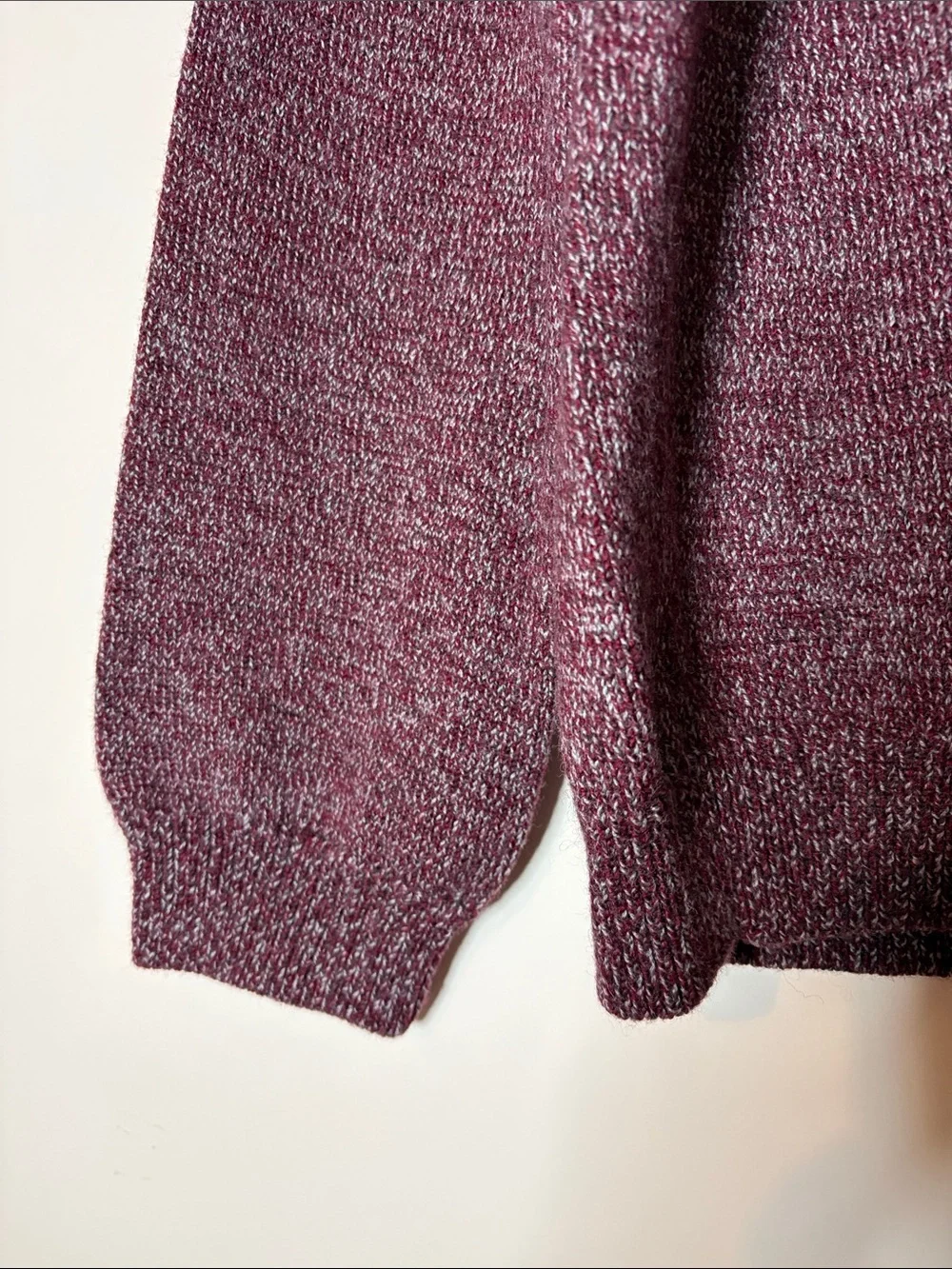 Vintage J. Crew Men’s Marled Wine Crewneck Sweater merino wool size XL red 90’s